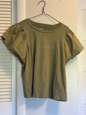 Old Navy Olive Green Puff Sleeve Tee